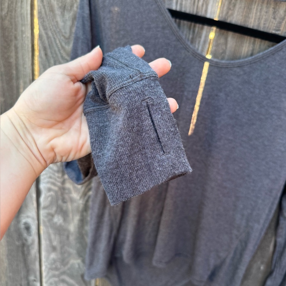 Lululemon Loved and Lifted Long Sleeve Heathered Grey Wrap Back Top - Picture 7 of 9
